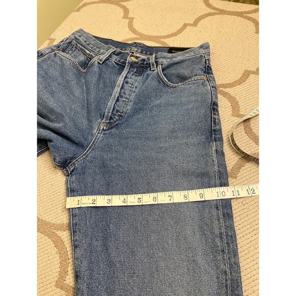 Goldsign Button fly Blue Relaxed High Rise Straight-Leg Jeans, Size 25, MSRP$350 - Picture 6 of 14